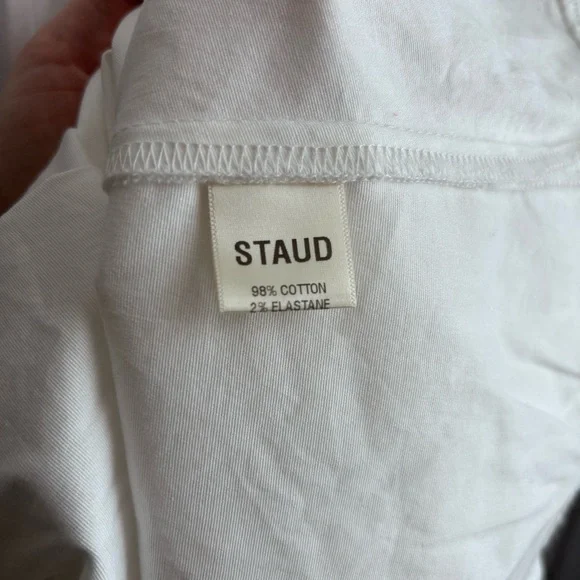 STAUD White Swell Dress Midi bustier corset Dress flowy cotton blend M - Picture 9 of 13